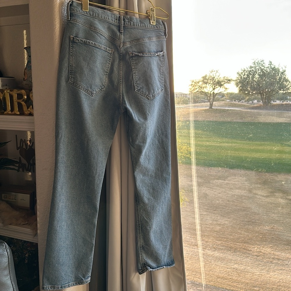 AGOLDE Riley High Rise Button Fly Crop Ankle Ripped Distressed Straight Leg 29 - Picture 5 of 14